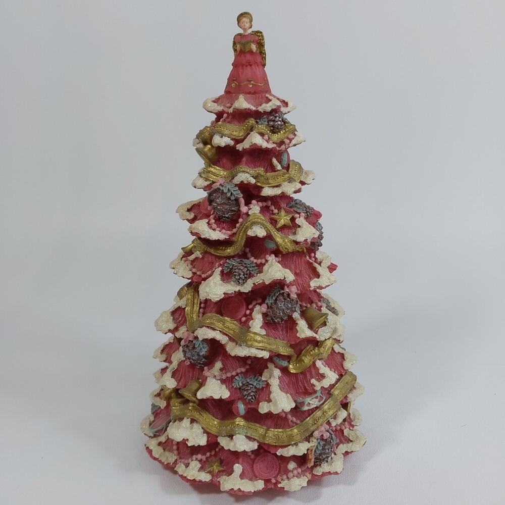 Design Impressions Musical Christmas Tree Pink Gold Angel "O Christmas Tree" 10"